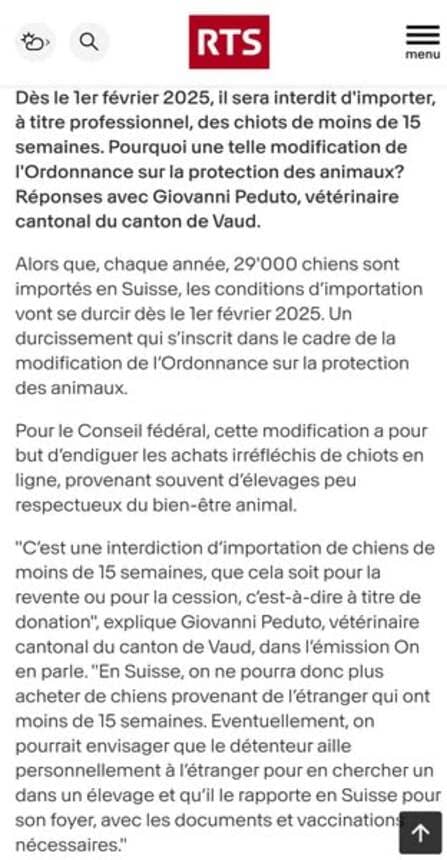 importation en Suisse