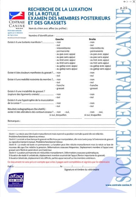 test de la luxation de la rotule