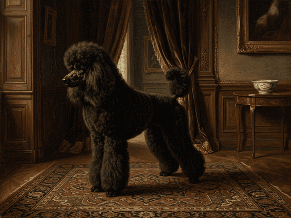 peinture IA caniche noir